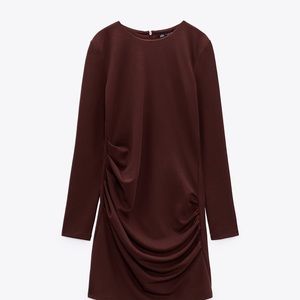 Brown Zara long sleeve mini dress